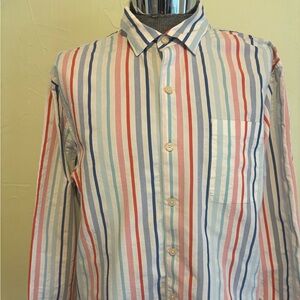 Tommy Bahama Red, Blue, and White Striped Cotton & Silk Shirt